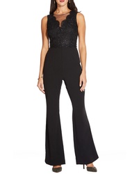 Adrianna Papell Lace Bodice Bell Bottom Jumpsuit