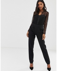 Morgan Lace Sleeve Jumpsuit In Black
