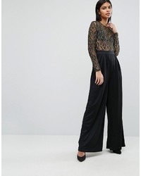 Women Rare London  Black Long Sleeve Lace Jumpsuit ⋆ Partyofdress