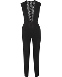 Pedro Del Hierro Madrid Crepe And Guipure Lace Jumpsuit