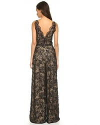Marchesa Re Embroidered Chantilly Lace Jumpsuit