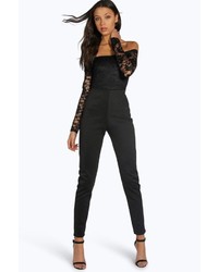 Boohoo Tall Kami Lace Off The Shoulder Jumpsuit