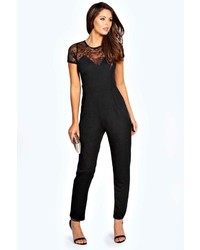 Boohoo Tiana Lace Neck Detail Jumpsuit