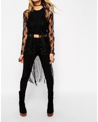 Asos Collection Festival Kimono Cardigan In Lace With Fringing