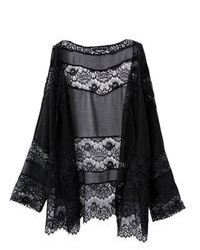 Lace Hollow Out Open Front Coat