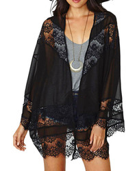 Lace Hollow Out Open Front Coat