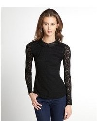 Walter Black Stretch Piper Long Sleeve Lace Top
