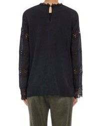 Robert Rodriguez Embroidered Lace Inset Blouse