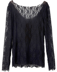Choies Long Sleeve Floral Lace Blouse In Black