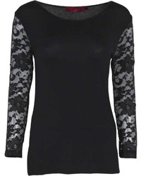 Boohoo Lexi Lace Sleeve Jersey Top