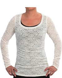 Specially Made Stretch Lace Shirt Scoop Neck Long Sleeve