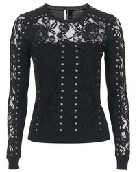 Topshop Studded Lace Top