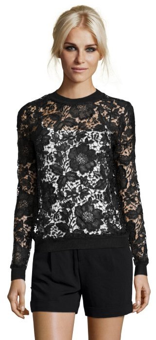 Wyatt Whisper White Floral Lace Long Sleeve Top, $99 | Bluefly