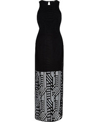 River Island Black Lace Column Maxi Dress