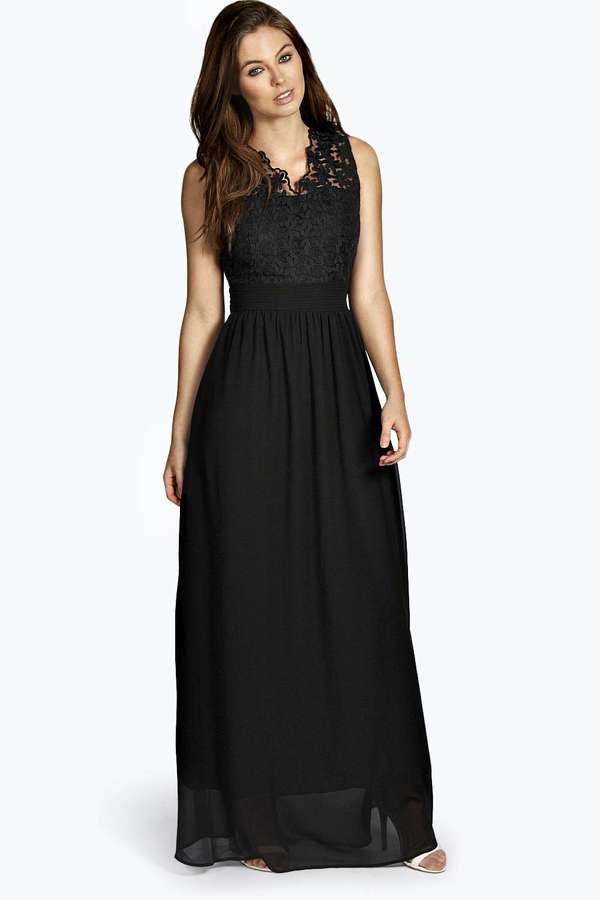 scalloped lace maxi dress