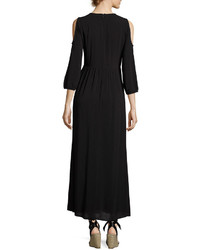 Neiman Marcus Cold Shoulder Maxi Dress Black