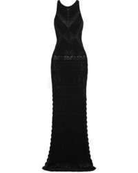 Roberto Cavalli Crochet Knit Maxi Dress Black
