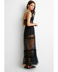 Forever 21 Embroidered Mesh Maxi Dress