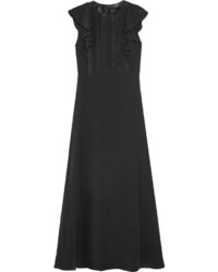 Theory Gegely Lace Trimmed Silk Crepe De Chine Maxi Dress Black