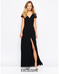 Jarlo Lucia Button Through Maxi Dress With Lace Shoulders
