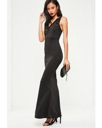 Missguided Black Under Bodice Lace Maxi Dress