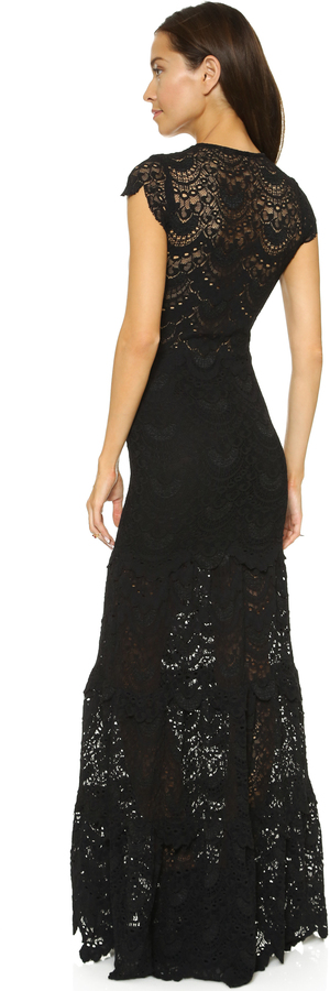NEW Nightcap Angelic Gown Black Maxi Crochet Knit Dress Size 1 Carisa Rene 