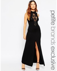 Asos Petite Maxi Dress With High Neck Lace Detail