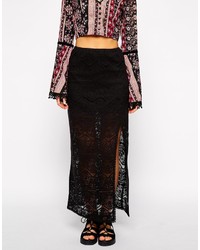 Band Of Gypsies Lace Maxi Skirt With Thigh Split
