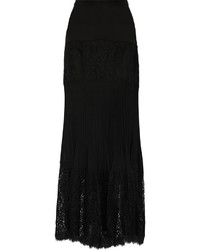 Rachel Zoe Kate Cotton Blend Lace And Silk Crepe De Chine Maxi Skirt Black
