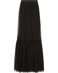 Needle & Thread Lace Trimmed Tulle Maxi Skirt Black