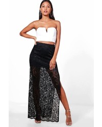 Boohoo Leora Thigh Split Lace Maxi Skirt