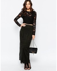 Warehouse Placed Lace Maxi Skirt