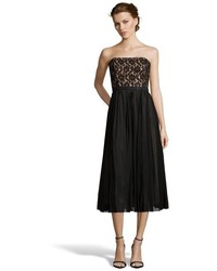 ABS by Allen Schwartz Abs By Allen Schwartz Black Sequined Lace Strapless Midi Dress