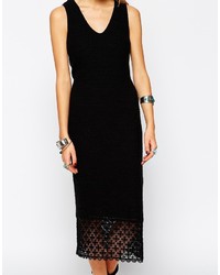 Asos Collection Crochet Midi Dress With Lace Hem