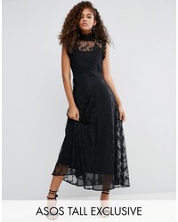 Asos Tall Asos Tall Lace Insert High Neck Midi Dress