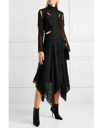 Alexander McQueen Asymmetric Cutout Lace Midi Dress