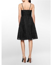 Calvin Klein Lace Overlay Thin Strap Midi Dress