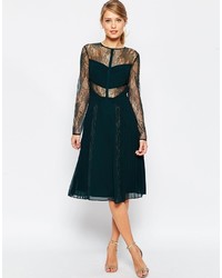 Asos Collection Lace And Pleat Detail Midi Dress