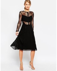 Asos Collection Lace And Pleat Detail Midi Dress