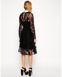 Asos Collection Lace Applique Midi Dress With Collar