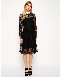 Asos Collection Lace Applique Midi Dress With Collar