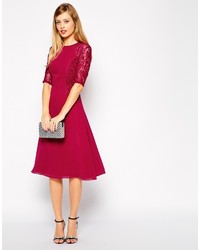 Asos Collection Midi Skater Dress With Lace Panels