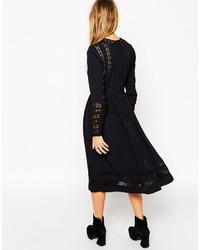 Asos Collection Premium Midi Skater Dress With Crochet Insert