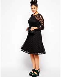 Asos Curve Midi Dress In Lace With Belt
