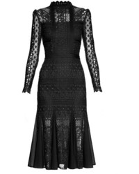 Temperley London Desdemona Long Sleeved Lace Midi Dress