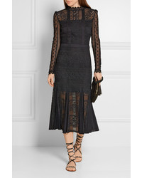 Buy Rare London Lace Panel Midi Dress - Black