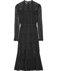 Temperley London Desdemona Paneled Guipure Lace Midi Dress Black