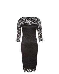 Exclusives New Look Ax Paris Black Sweetheart 34 Sleeve Lace Midi Dress