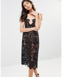 For Love And Lemons For Love And Lemons Gianna Midi Dress In Black Lace