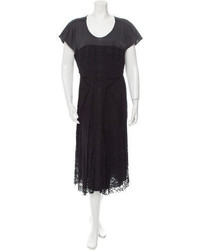 McQ by Alexander McQueen Lace Accented Midi Dress